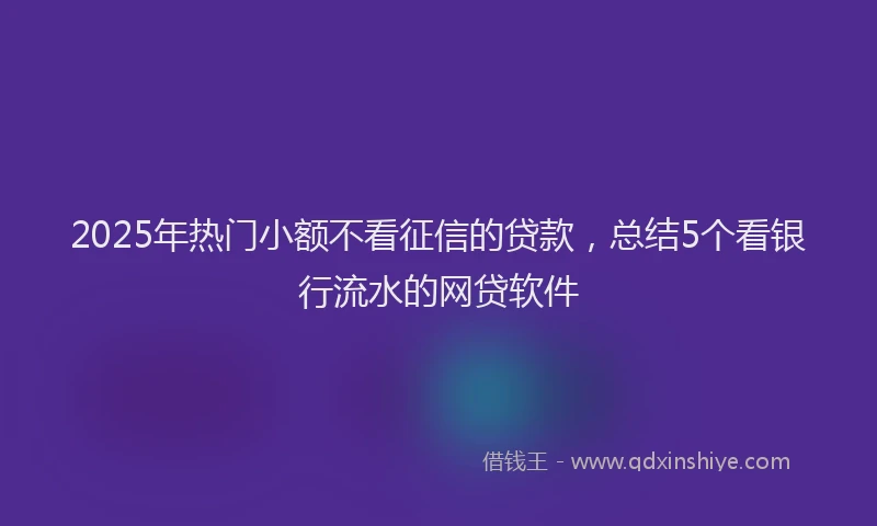 2025年热门小额不看征信的贷款，总结5个看银行流水的网贷软件