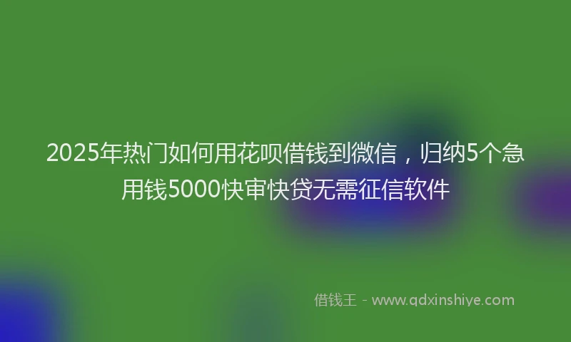 2025年热门如何用花呗借钱到微信，归纳5个急用钱5000快审快贷无需征信软件