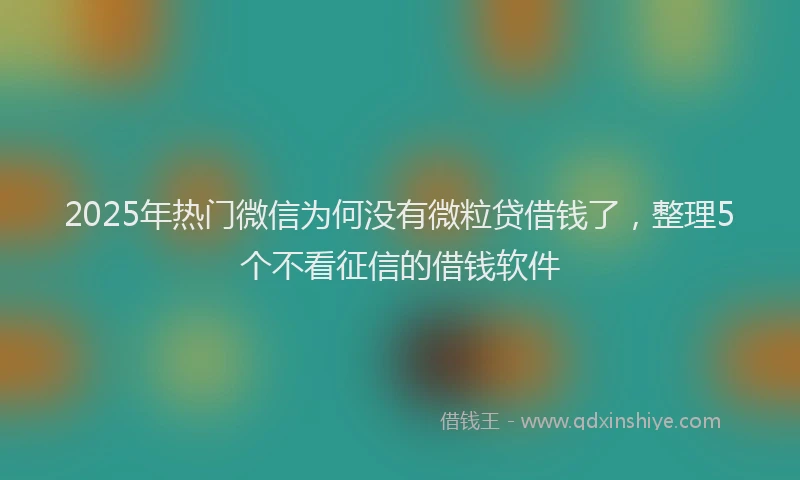 2025年热门微信为何没有微粒贷借钱了，整理5个不看征信的借钱软件