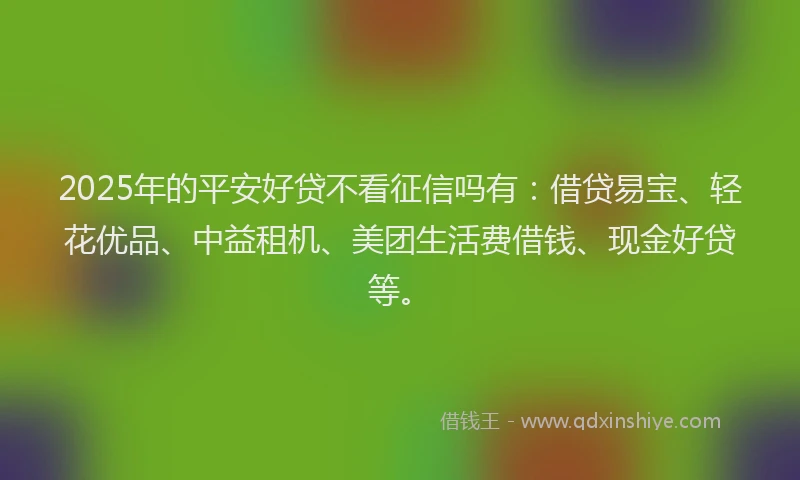 2025年的平安好贷不看征信吗有：借贷易宝、轻花优品、中益租机、美团生活费借钱、现金好贷等。