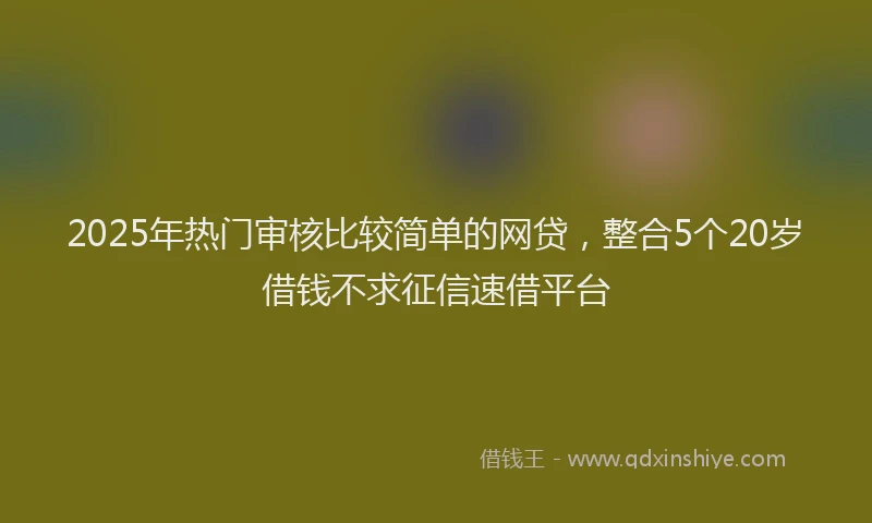 2025年热门审核比较简单的网贷，整合5个20岁借钱不求征信速借平台