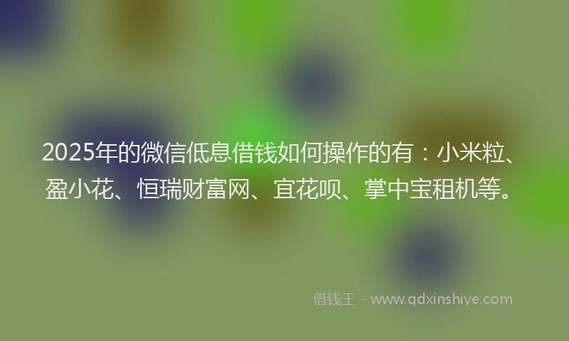 2025年的微信低息借钱如何操作的有：小米粒、盈小花、恒瑞财富网、宜花呗、掌中宝租机等。