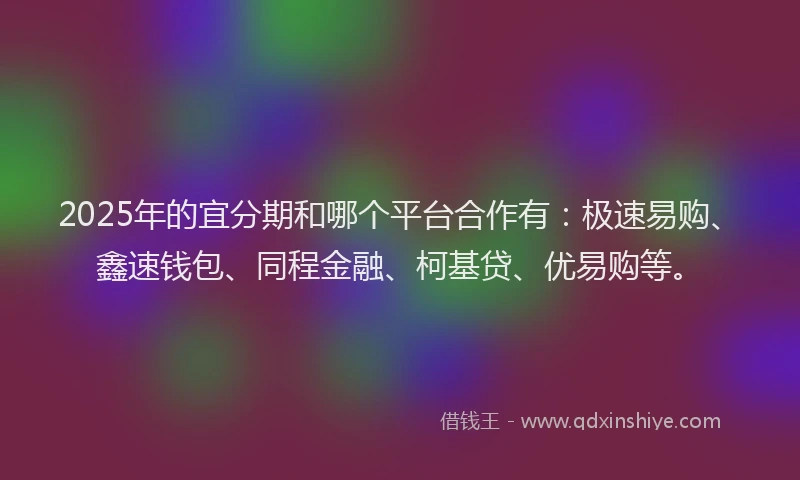 2025年的宜分期和哪个平台合作有：极速易购、鑫速钱包、同程金融、柯基贷、优易购等。