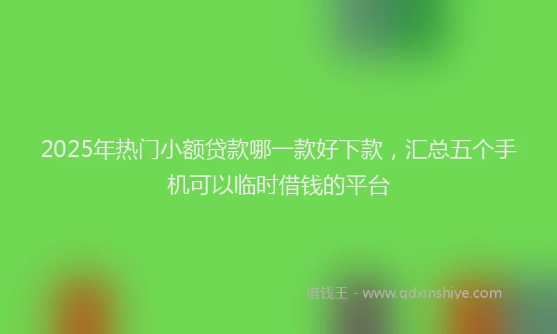 2025年热门小额贷款哪一款好下款，汇总五个手机可以临时借钱的平台