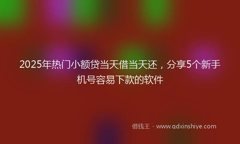 2025年热门小额贷当天借当天还，分享5个新手机号容易下款的软件