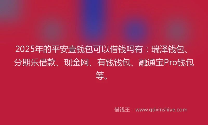 2025年的平安壹钱包可以借钱吗有：瑞泽钱包、分期乐借款、现金网、有钱钱包、融通宝Pro钱包等。