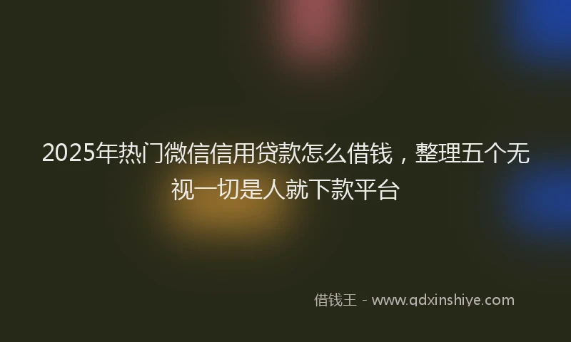 2025年热门微信信用贷款怎么借钱，整理五个无视一切是人就下款平台