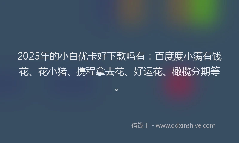2025年的小白优卡好下款吗有：百度度小满有钱花、花小猪、携程拿去花、好运花、橄榄分期等。