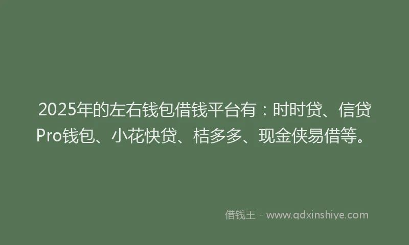 2025年的左右钱包借钱平台有：时时贷、信贷Pro钱包、小花快贷、桔多多、现金侠易借等。