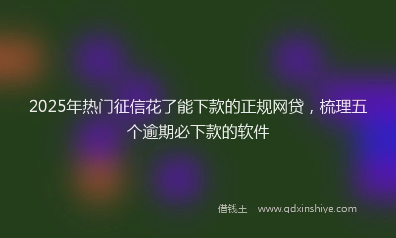 2025年热门征信花了能下款的正规网贷，梳理五个逾期必下款的软件
