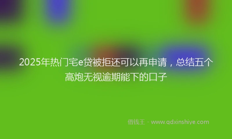 2025年热门宅e贷被拒还可以再申请，总结五个高炮无视逾期能下的口子