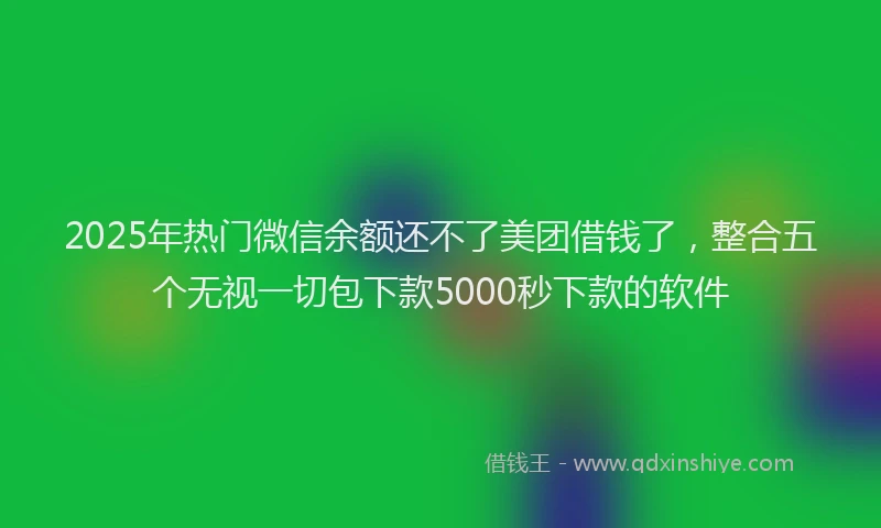 2025年热门微信余额还不了美团借钱了，整合五个无视一切包下款5000秒下款的软件