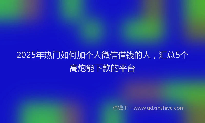 2025年热门如何加个人微信借钱的人，汇总5个高炮能下款的平台