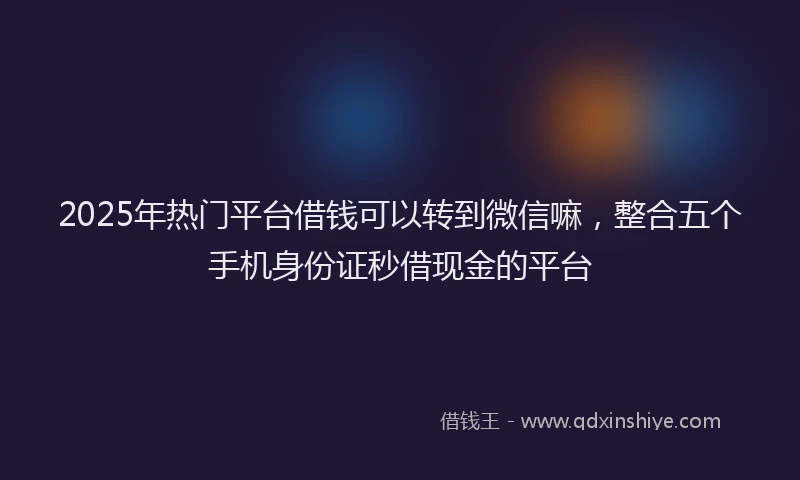 2025年热门平台借钱可以转到微信嘛，整合五个手机身份证秒借现金的平台