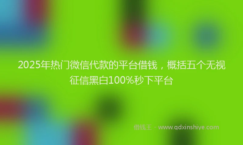 2025年热门微信代款的平台借钱，概括五个无视征信黑白100%秒下平台