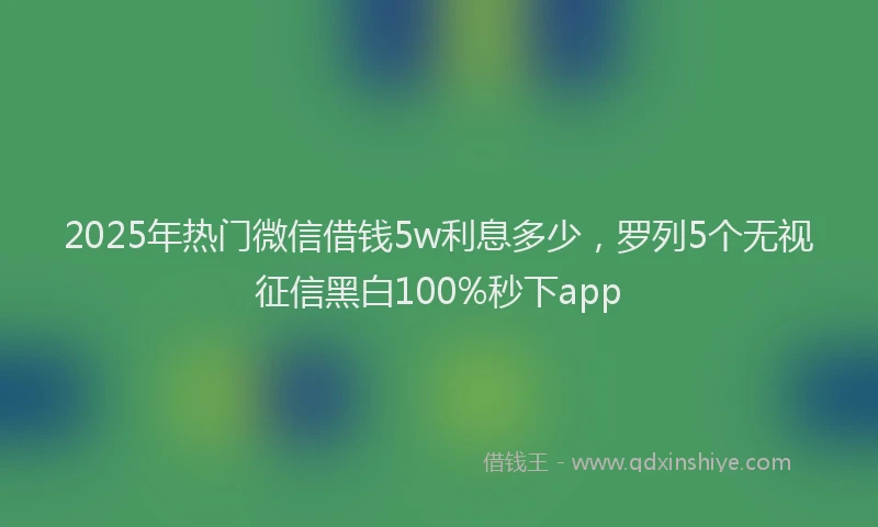 2025年热门微信借钱5w利息多少，罗列5个无视征信黑白100%秒下app