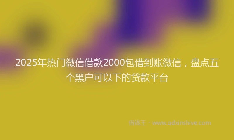 2025年热门微信借款2000包借到账微信，盘点五个黑户可以下的贷款平台