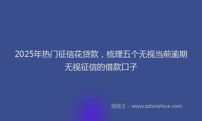2025年热门征信花贷款，梳理五个无视当前逾期无视征信的借款口子