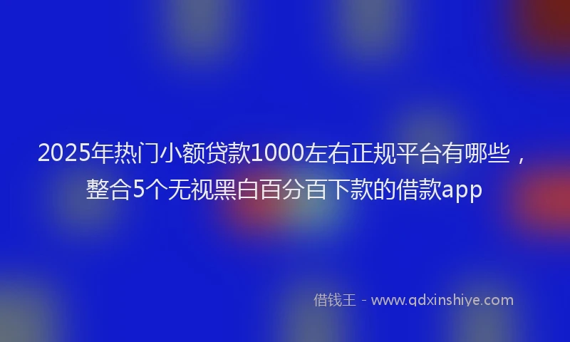 2025年热门小额贷款1000左右正规平台有哪些，整合5个无视黑白百分百下款的借款app
