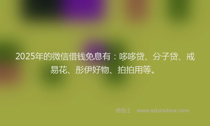2025年的微信借钱免息有：哆哆贷、分子贷、戒易花、彤伊好物、拍拍用等。