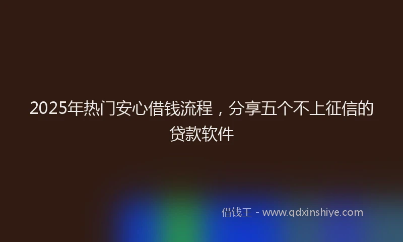 2025年热门安心借钱流程，分享五个不上征信的贷款软件