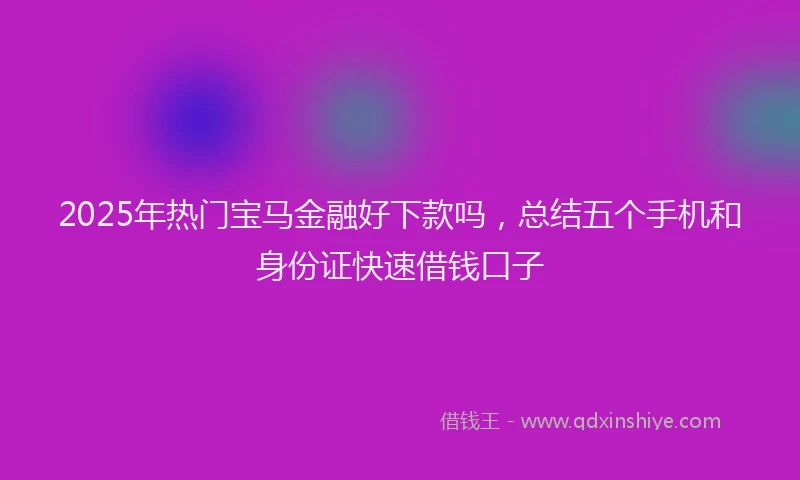 2025年热门宝马金融好下款吗，总结五个手机和身份证快速借钱口子
