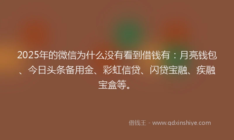 2025年的微信为什么没有看到借钱有：月亮钱包、今日头条备用金、彩虹信贷、闪贷宝融、疾融宝盒等。