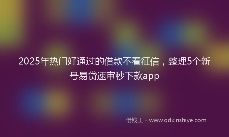 2025年热门好通过的借款不看征信，整理5个新号易贷速审秒下款app