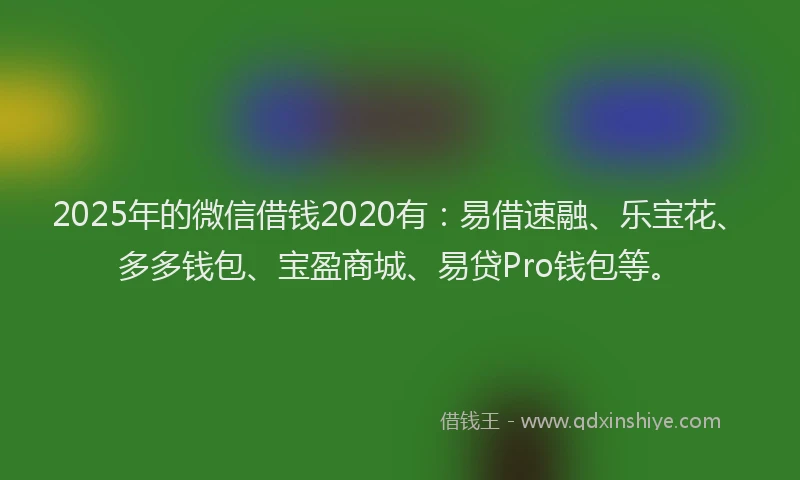 2025年的微信借钱2020有：易借速融、乐宝花、多多钱包、宝盈商城、易贷Pro钱包等。