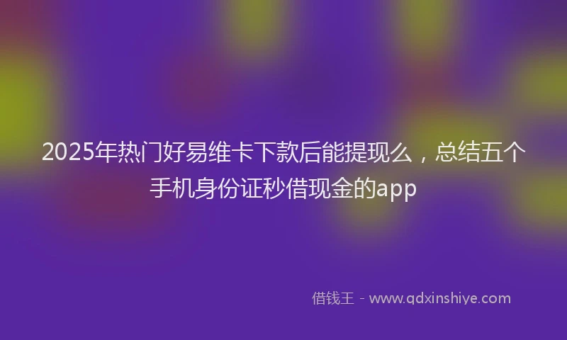 2025年热门好易维卡下款后能提现么，总结五个手机身份证秒借现金的app
