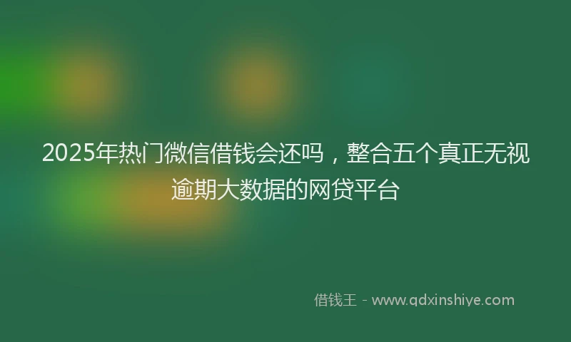2025年热门微信借钱会还吗，整合五个真正无视逾期大数据的网贷平台