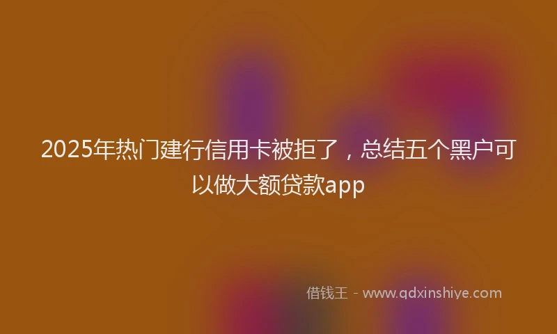 2025年热门建行信用卡被拒了，总结五个黑户可以做大额贷款app