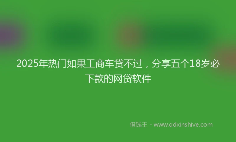 2025年热门如果工商车贷不过，分享五个18岁必下款的网贷软件