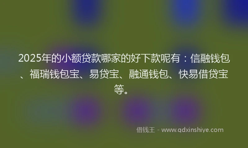 2025年的小额贷款哪家的好下款呢有：信融钱包、福瑞钱包宝、易贷宝、融通钱包、快易借贷宝等。