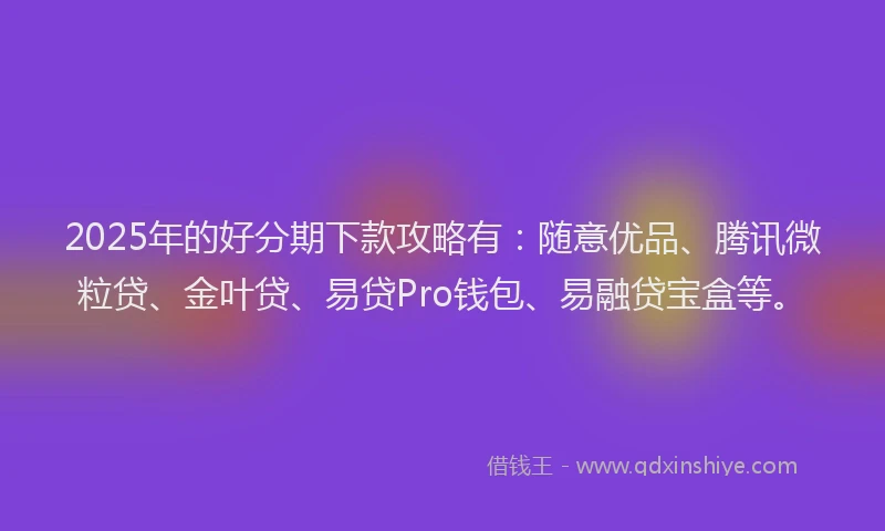 2025年的好分期下款攻略有：随意优品、腾讯微粒贷、金叶贷、易贷Pro钱包、易融贷宝盒等。
