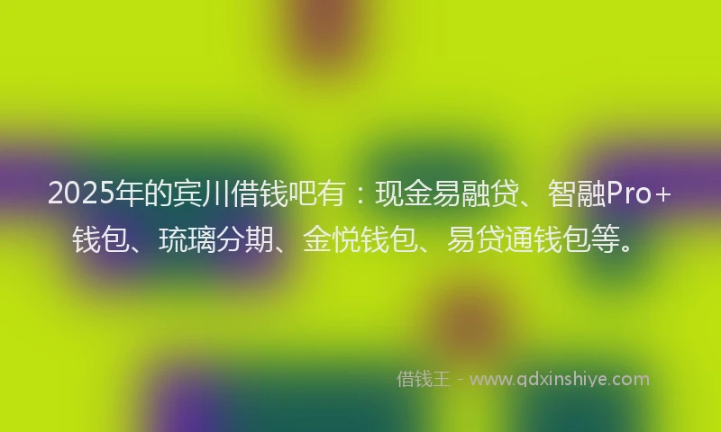 2025年的宾川借钱吧有：现金易融贷、智融Pro+钱包、琉璃分期、金悦钱包、易贷通钱包等。