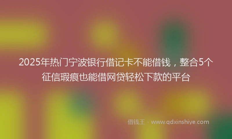 2025年热门宁波银行借记卡不能借钱，整合5个征信瑕疵也能借网贷轻松下款的平台