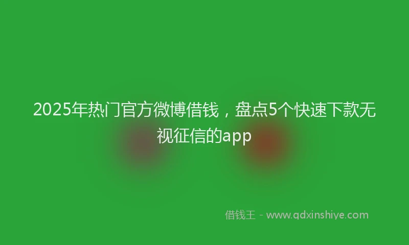 2025年热门官方微博借钱，盘点5个快速下款无视征信的app