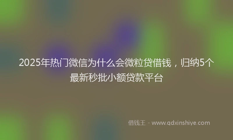2025年热门微信为什么会微粒贷借钱，归纳5个最新秒批小额贷款平台