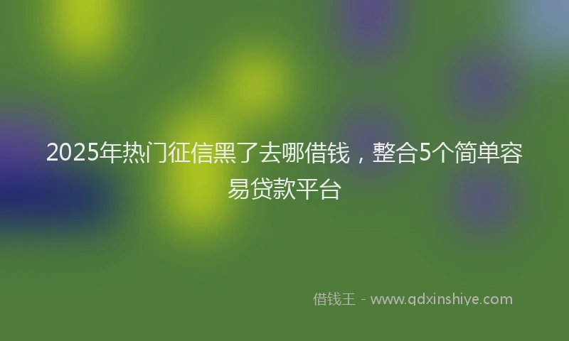 2025年热门征信黑了去哪借钱，整合5个简单容易贷款平台