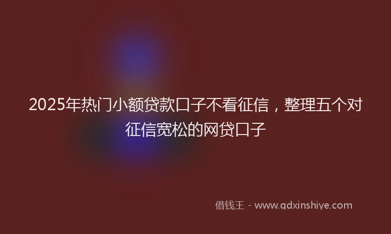 2025年热门小额贷款口子不看征信，整理五个对征信宽松的网贷口子