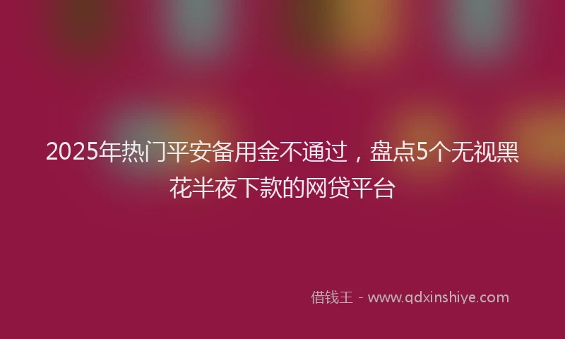 2025年热门平安备用金不通过，盘点5个无视黑花半夜下款的网贷平台