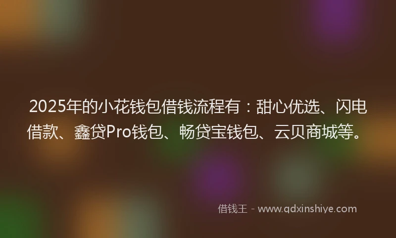2025年的小花钱包借钱流程有：甜心优选、闪电借款、鑫贷Pro钱包、畅贷宝钱包、云贝商城等。