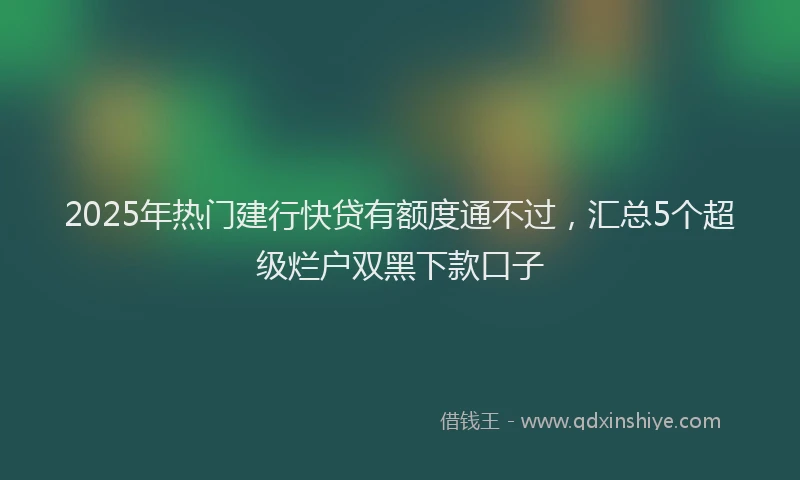 2025年热门建行快贷有额度通不过，汇总5个超级烂户双黑下款口子