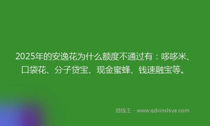 2025年的安逸花为什么额度不通过有：哆哆米、口袋花、分子贷宝、现金蜜蜂、钱速融宝等。