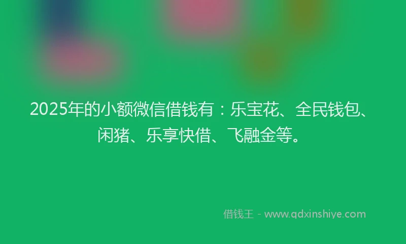 2025年的小额微信借钱有：乐宝花、全民钱包、闲猪、乐享快借、飞融金等。