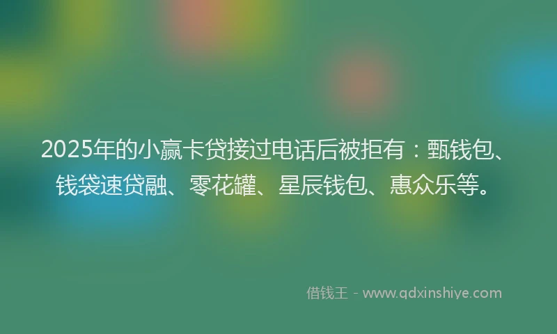 2025年的小赢卡贷接过电话后被拒有：甄钱包、钱袋速贷融、零花罐、星辰钱包、惠众乐等。