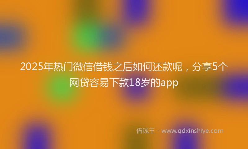 2025年热门微信借钱之后如何还款呢，分享5个网贷容易下款18岁的app