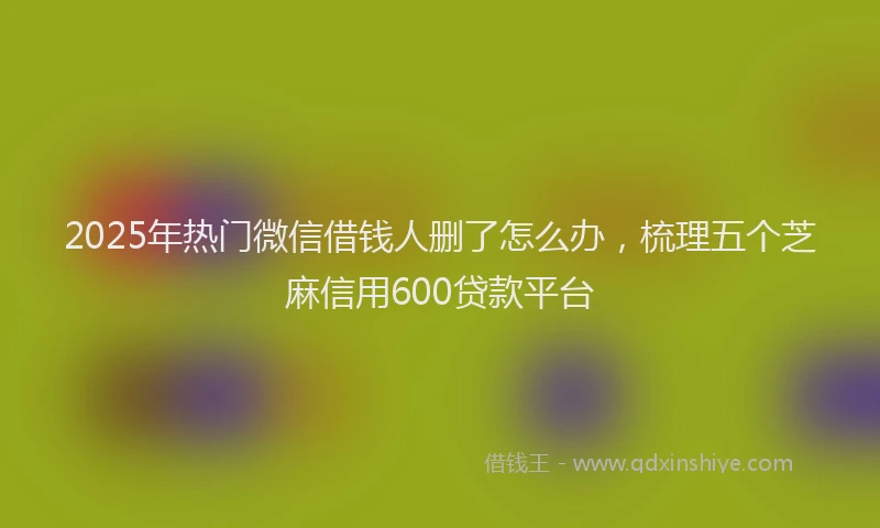 2025年热门微信借钱人删了怎么办，梳理五个芝麻信用600贷款平台