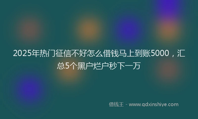 2025年热门征信不好怎么借钱马上到账5000，汇总5个黑户烂户秒下一万
